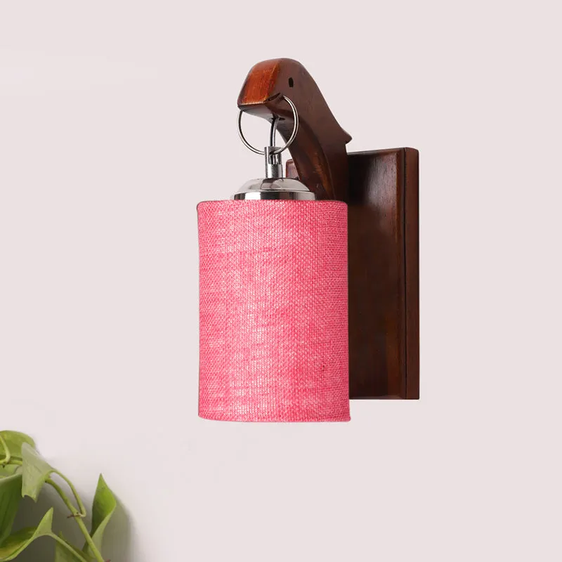 Estrella Jute & Wooden Wall Lamp - Pink media 3
