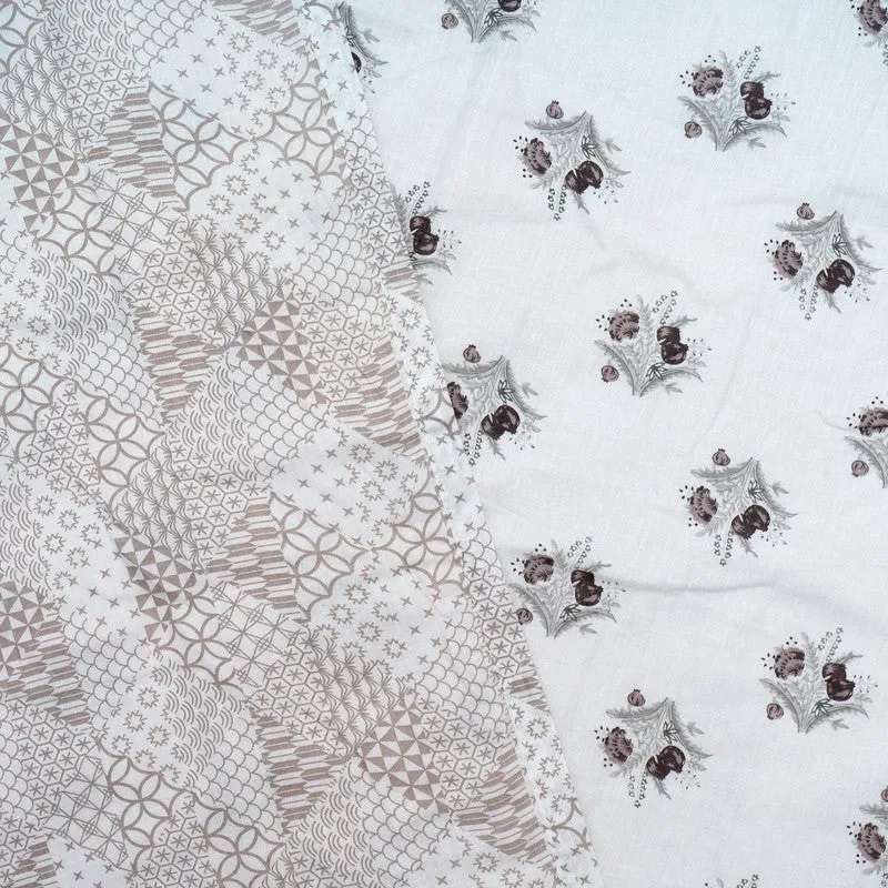 Tiny Bloom Reversible Cotton Dohar (Brown,White) - 120 GSM media 6