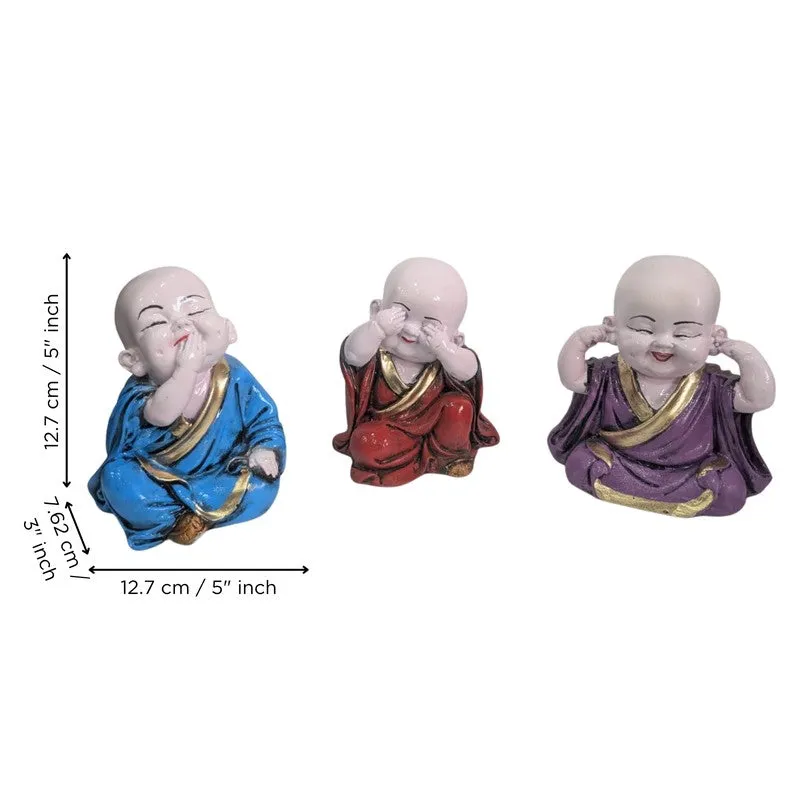 Zenaya Budhha Resin Showpiece - Set of Three media 6