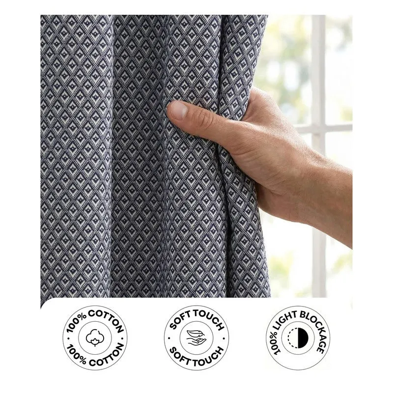Form Ease Cotton Blackout Curtains - Navy Blue media 5