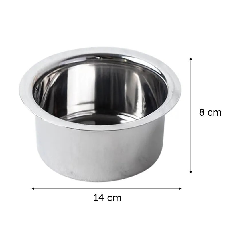 Silver Pateela shown with 14 cm width and 8 cm height