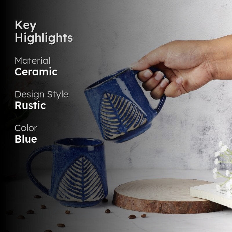 Feuille Ceramic Coffee Mug (430 mL Each) - Set of Two media 2