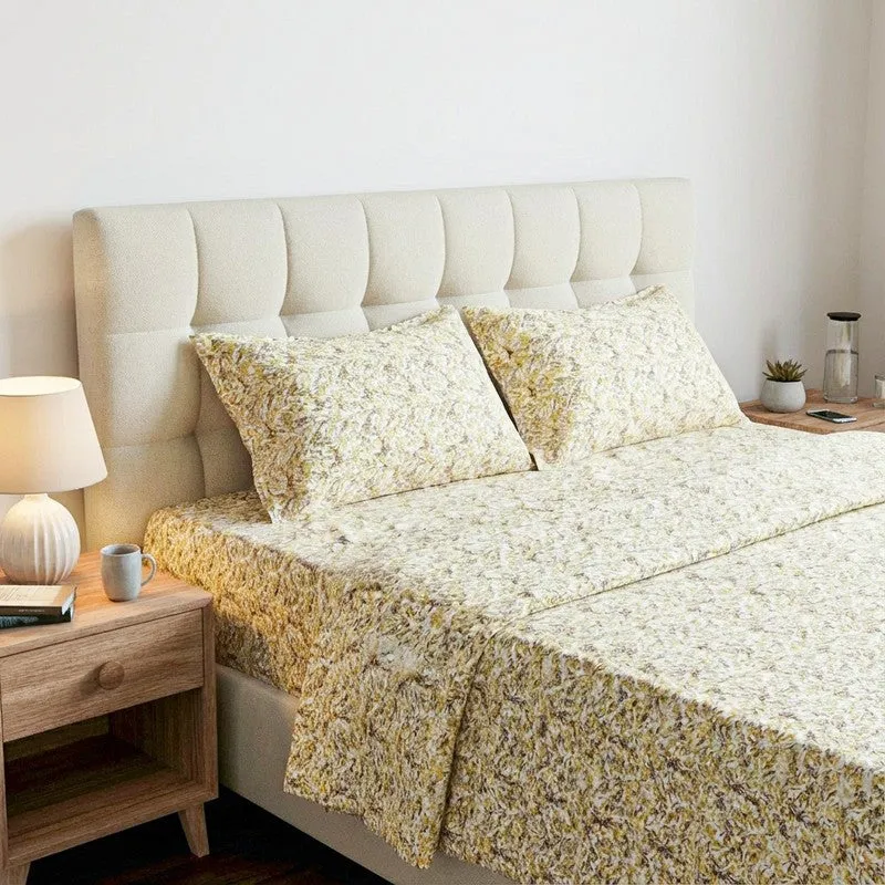 Leafy Vine Cotton Bedsheet (Yellow) - 170 TC media 3