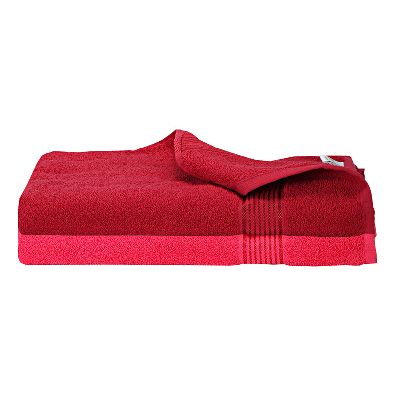 Nuage Cotton Bath Towel (Pink & Red) - Set Of Two media 3