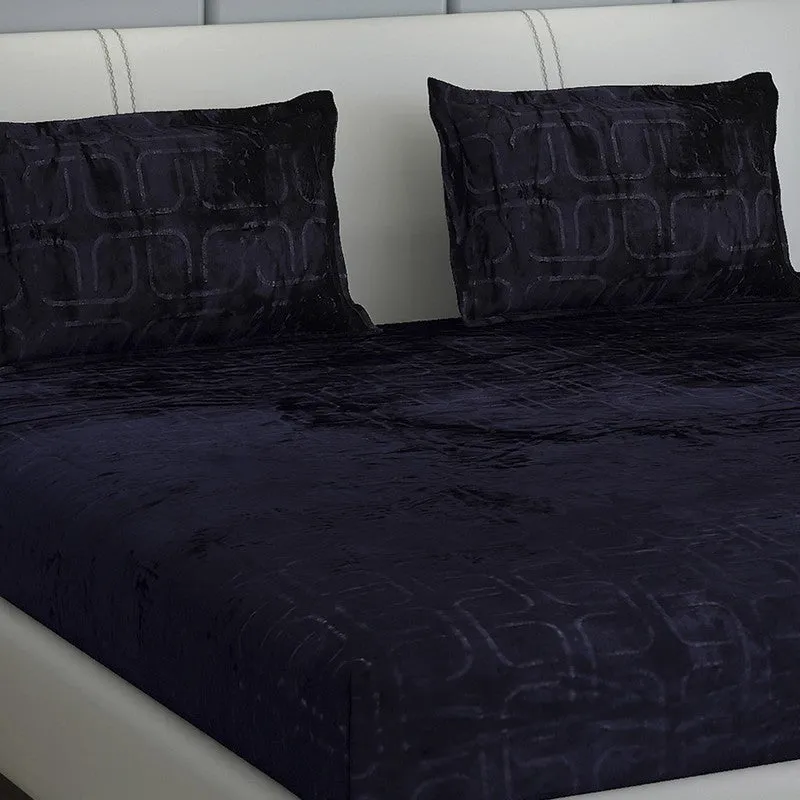 Monte Carlo Gentle Geometry Bedsheet (Navy Blue) - 300 GSM media 3