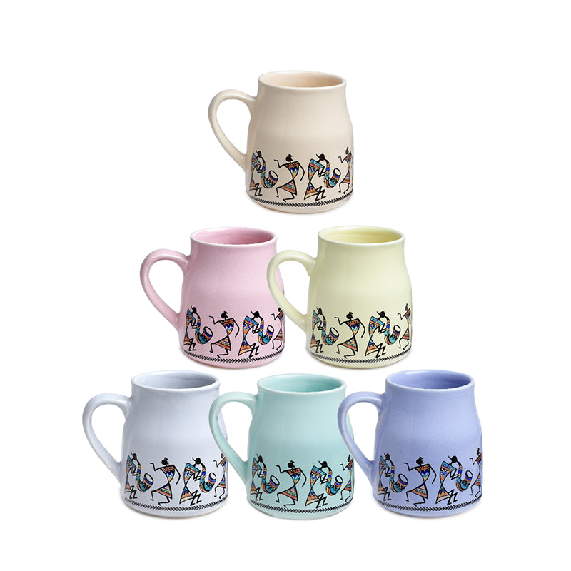 Tribal Ceramic Tea Cup (220 mL Each) -  Set of Six media 4