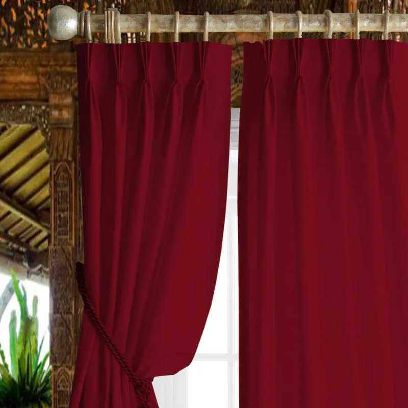 Esme Triple Pinch Pleat Medium Width Curtain - Burgundy media 1