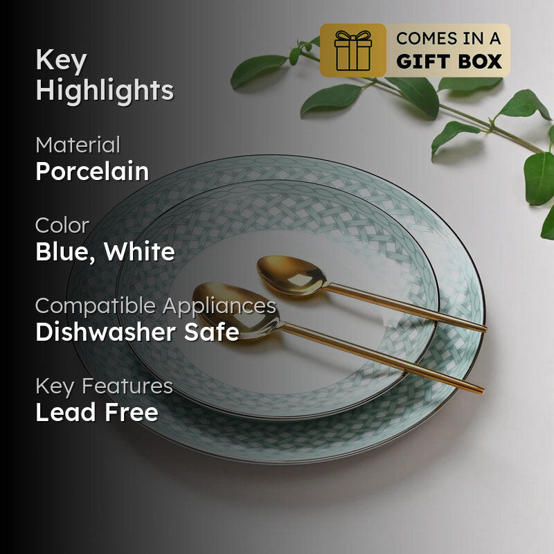 Valera 24k Gold Brushed Porcelain Dinner Set - 21 Piece Set media 2