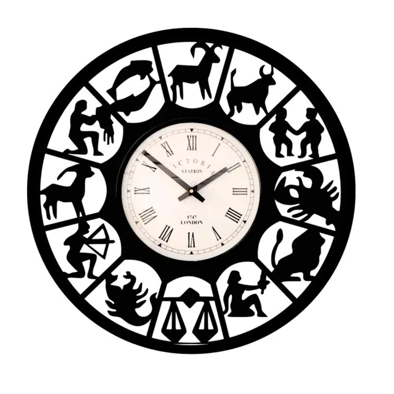 Zodiac Steel Analog Wall Clock - Black media 4