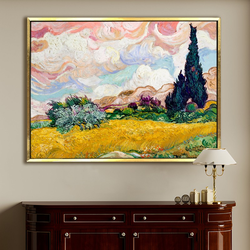 Cypress Silhouette Canvas Wall Painting With Frame