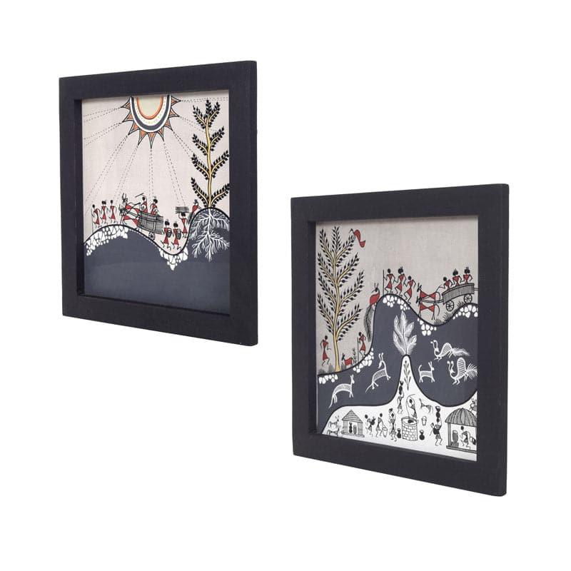 Varuti Vaya Warli Canvas Wall Art - Set Of Two media 4