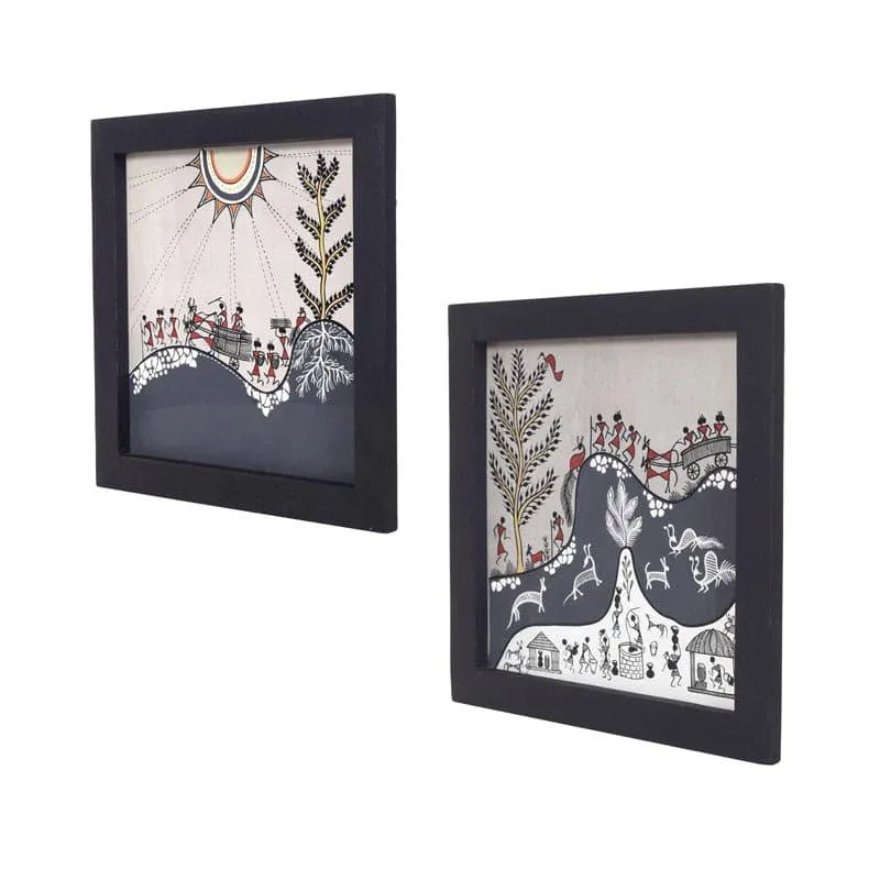 Varuti Vaya Warli Canvas Wall Art - Set Of Two media 4