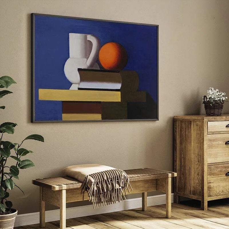 Arrangement With White Jug Canvas Wall Painting - Black Frame media 1