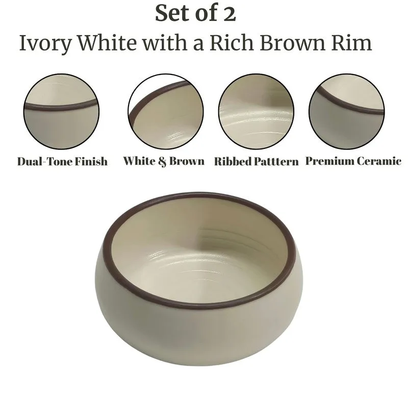 Brownline Handcrafted Ceramic Dip Bowls (Off White,150 mL) - Set Of Two media 4