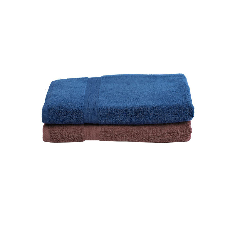 Miorah Bath Towel (Blue & Brown) - Set Of Two media 4