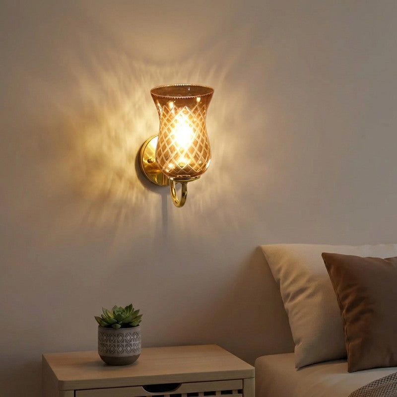 Honey Glow Gold Tulip Glass Wall Lamp