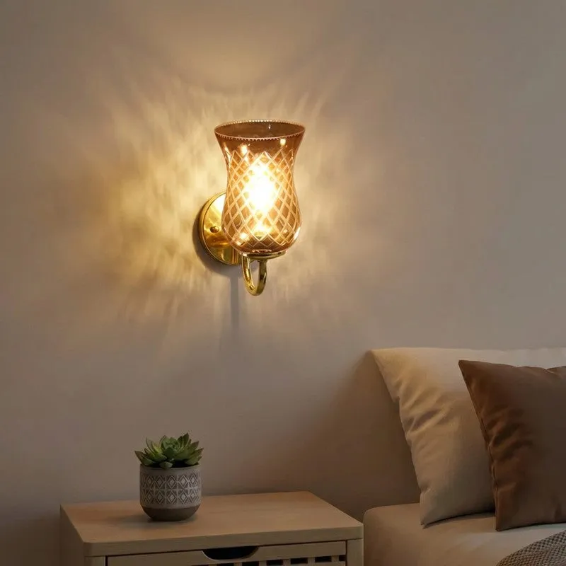 Honey Glow Gold Tulip Glass Wall Lamp media 1