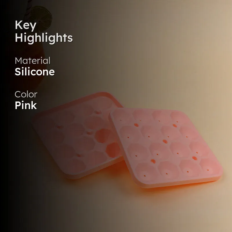 Diamond Silicone 16-Cube Ice Mould - Pink media 2