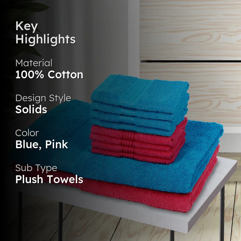 Comfora Bath & Face Towel Set (Blue,Pink) - Ten Piece Set media 2