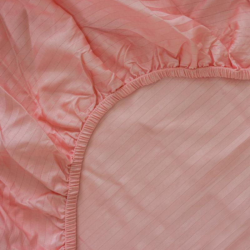 Reposi Striped Cotton Bedsheet (Pink) - 300 TC media 6