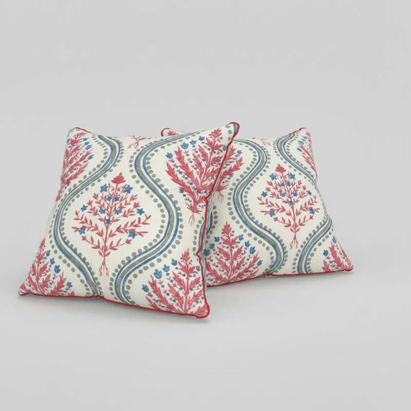 Paisley Motif White & Red Cushion Cover Set - Set Of Two media 4
