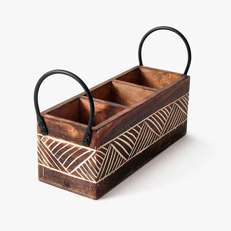 Slotto Wood Cutlery Stand media 9