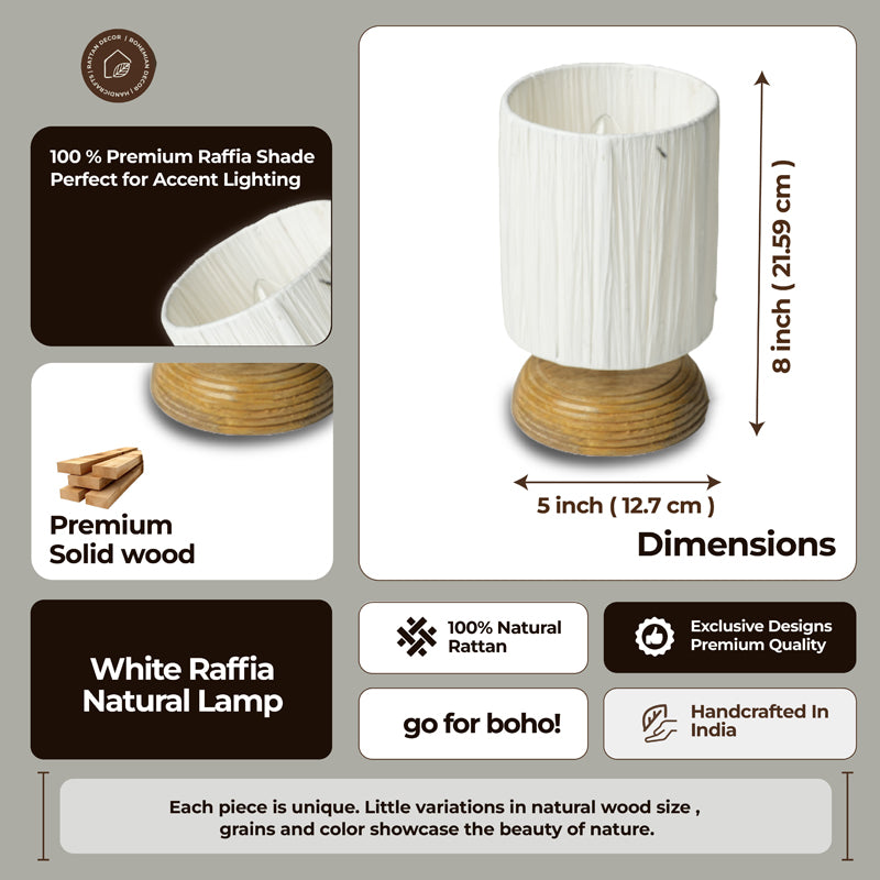 NoirLit Boho Mango Wood Table Lamp - Beige media 7
