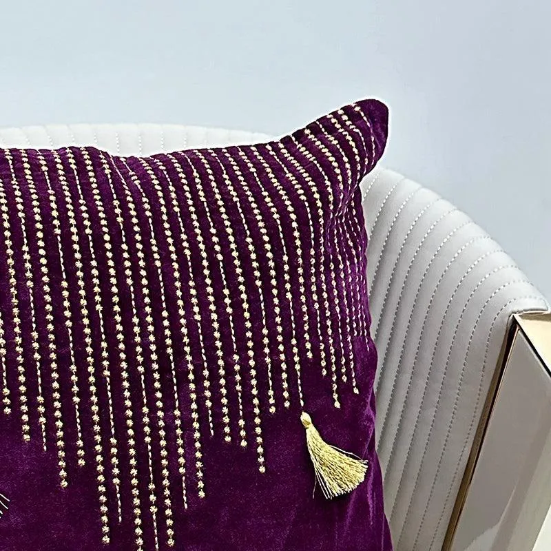 Needlecraft Embroidered Cotton Cushion Cover (Dark Maroon) - Set Of Two media 4