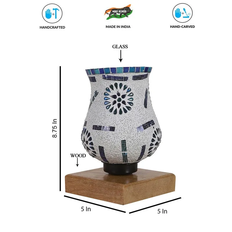 Solace Mosaic Glass Table Lamp With Wooden Base - Multicolor media 9