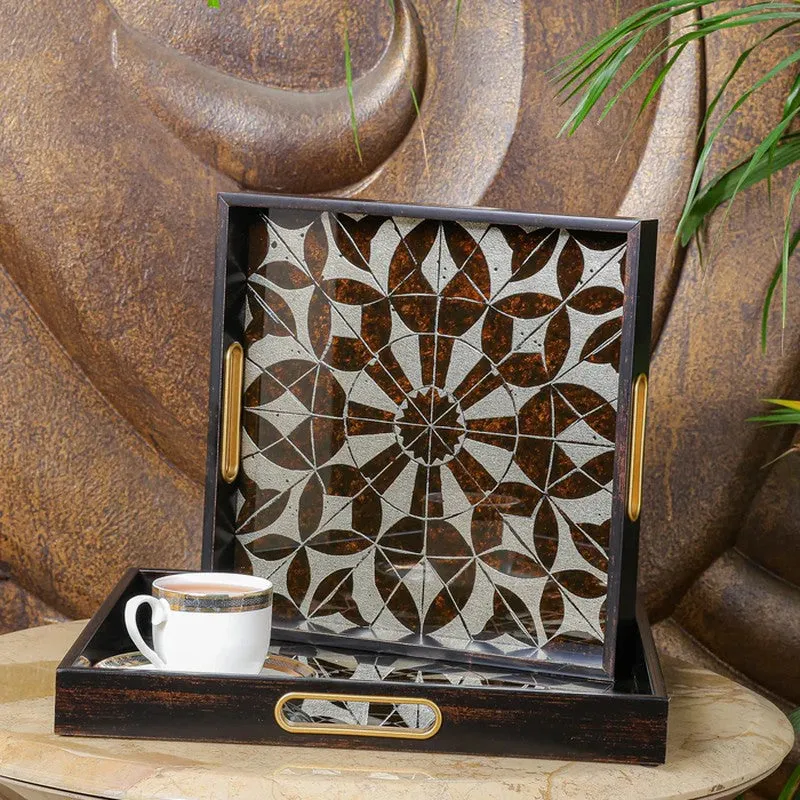 Heritage Carry (Wood,Glass) Serving Tray - Set of Two media 1