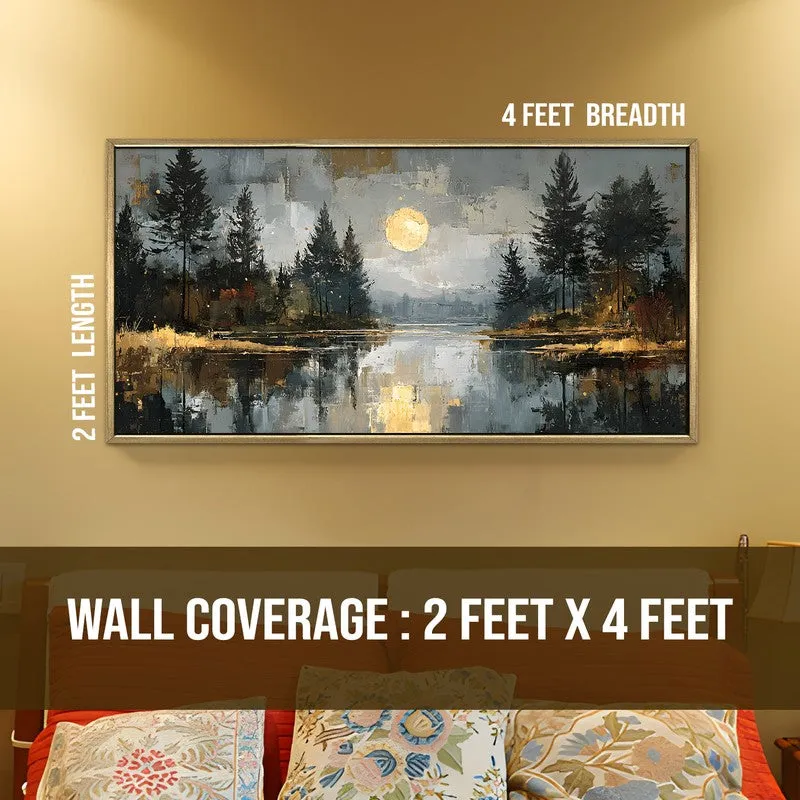 Lunar Echo Canvas Wall Painting With Frame media 8