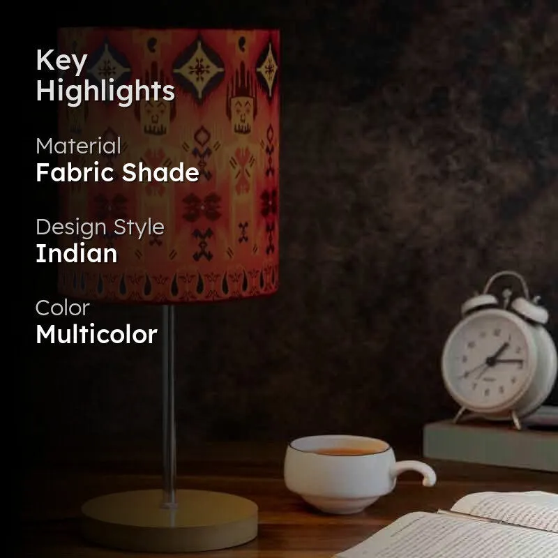 Dazzling Ikkat Fabric Table Lamp - Multicolor media 2