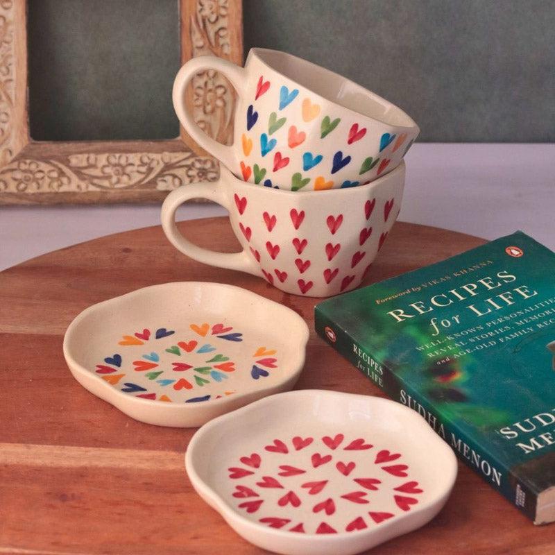 Hearty Mate Cup & Saucer (Multicolor) - Four Piece Set media 5