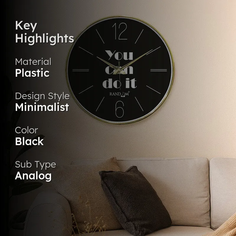 You Can Do It Round Analog Wall Clock - Black media 2