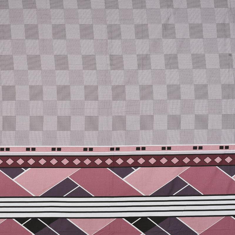 Iola Geometric Cotton Bedsheet (Grey,Pink) - 210 TC media 5