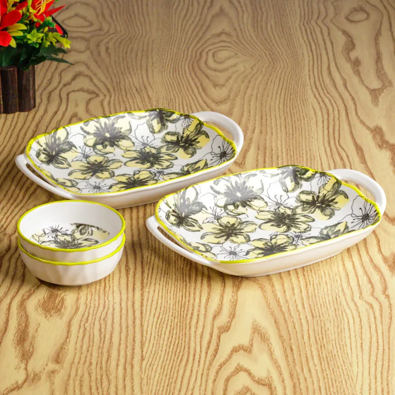 Tropical Leaf Porcelain Platter - Four Piece Set media 3