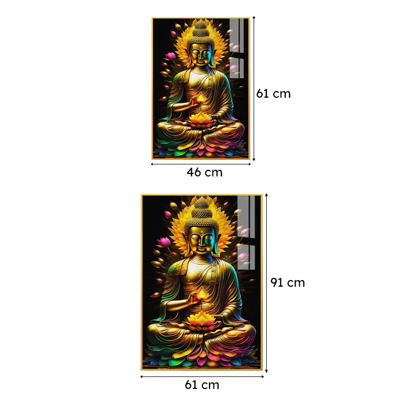 Gilded Lotus Buddha Spiritual Canvas Wall Art With Frame - Gold media 8