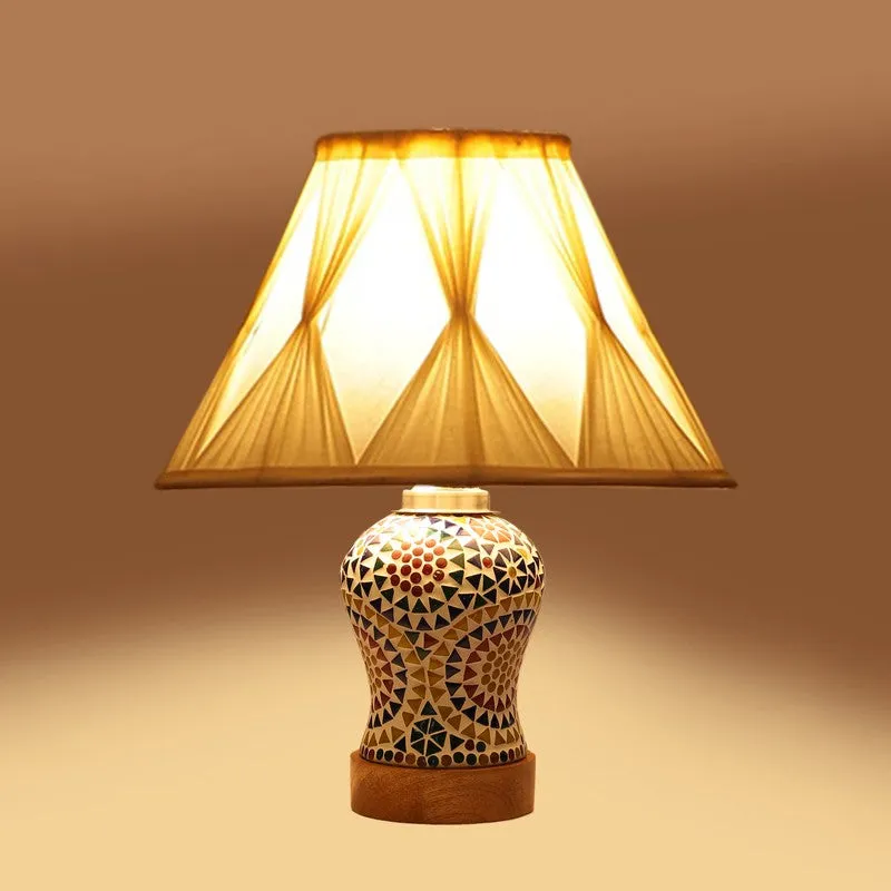 Aurenique Smocked Wooden Table Lamp - Multicolor media 7