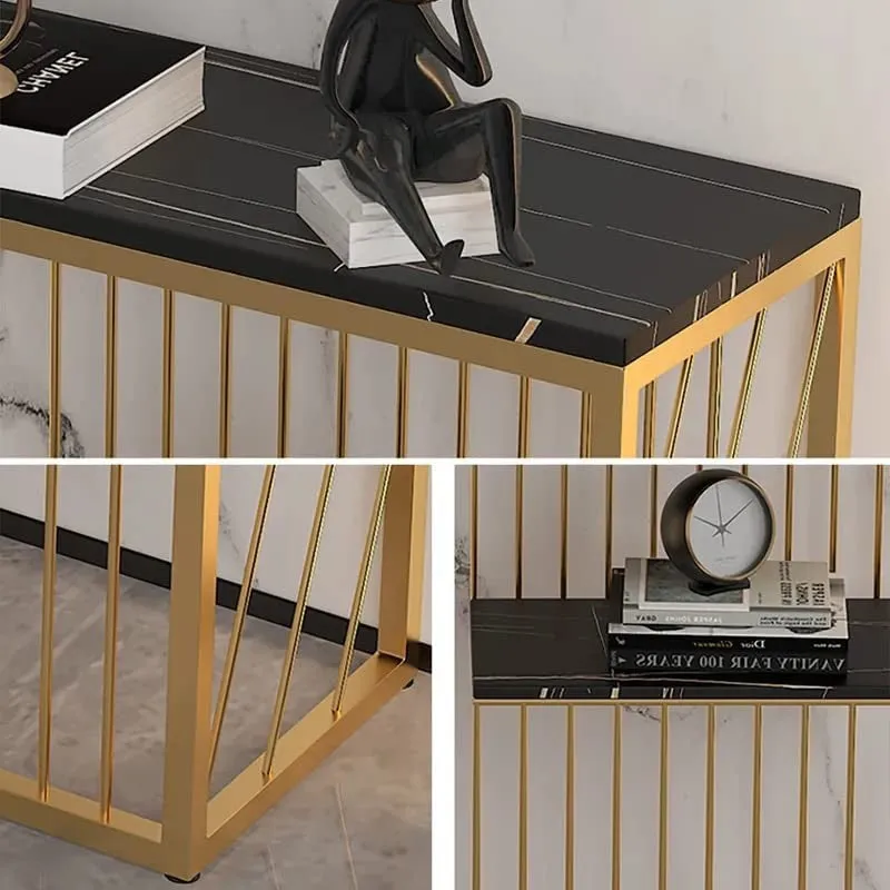 Shelf Sintered Metal Console Table with Marble Top - Medium media 4