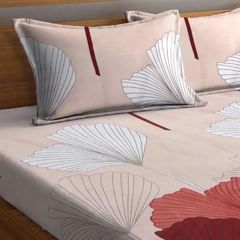 Ginko Leaf Printed Microfiber Bedsheet - 130 GSM media 5