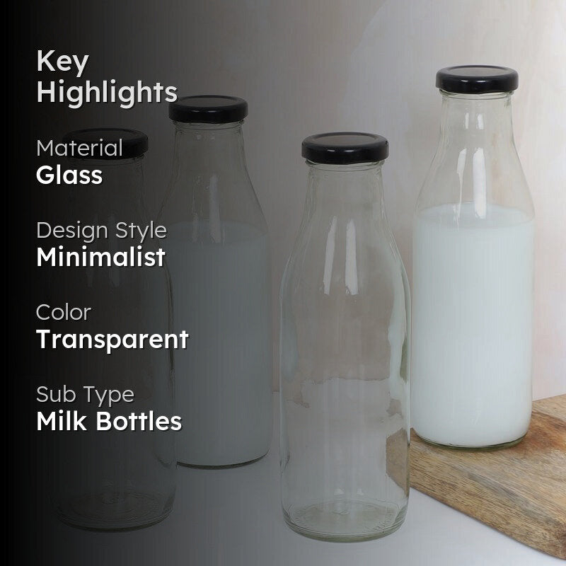 Katra Glasses Milk Bottle (500 mL Each) - Set Of Four media 2