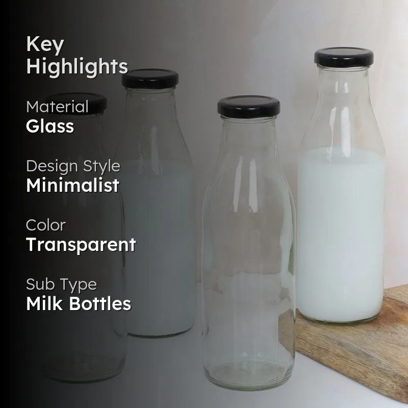 Katra Glasses Milk Bottle (500 mL Each) - Set Of Four media 2