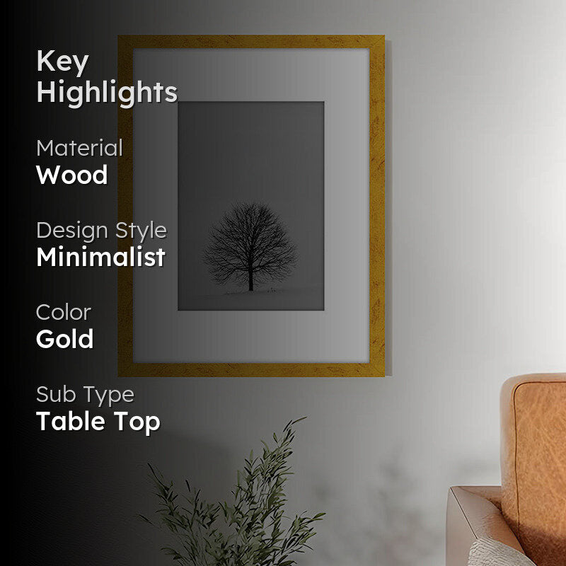 Erato Wooden Photo Frame - Gold media 2