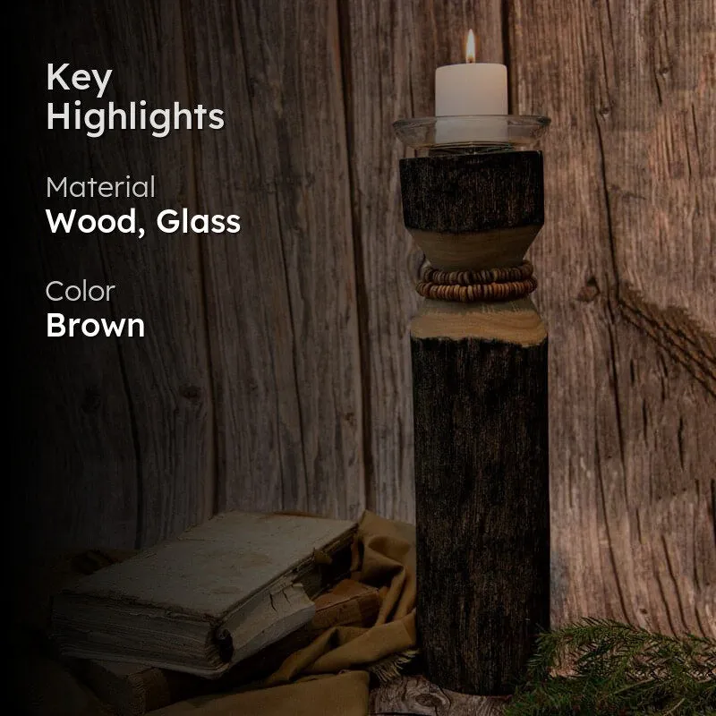 Vegona Wood Candle Holder - Brown media 2