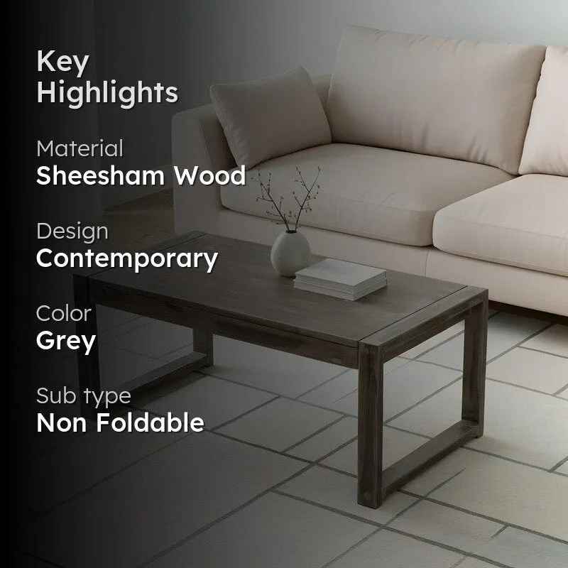 Zexon Sheesham Wooden Center Table - Grey media 2