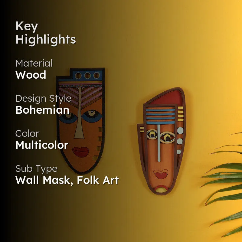Bhoja Mask Wooden Wall Accent - Set of Two media 2