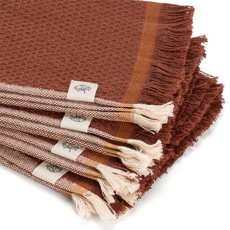 Gamchha Terry Cotton Face Towel (Brown) - Set Of Four media 3