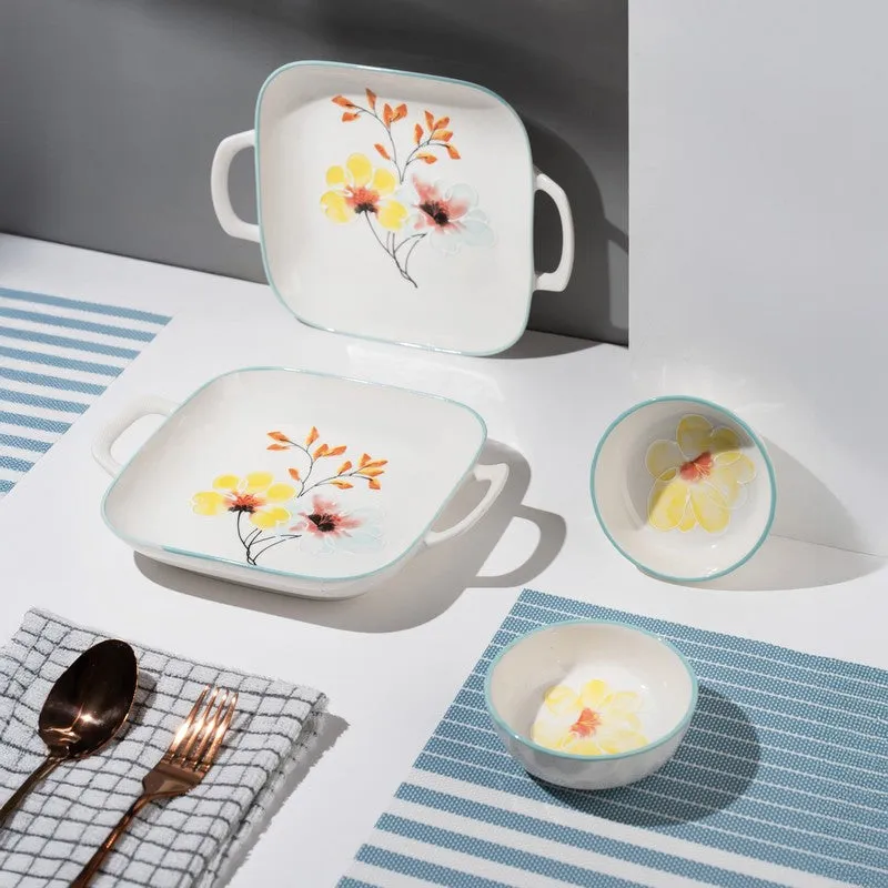 Saffron Porcelain Platter with Dip Bowl - Four Piece Set media 1