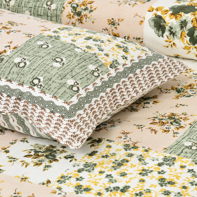Buola Floral Cotton Bedsheet (Green,Yellow) - 160 TC media 3