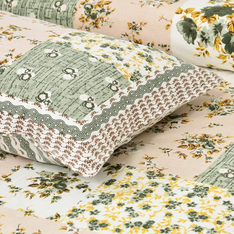 Buola Floral Cotton Bedsheet (Green,Yellow) - 160 TC media 3